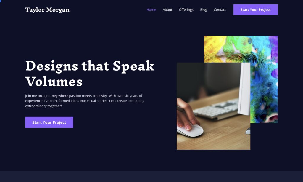 Taylor Morgan Graphic Design WordPress AI Studio Demo